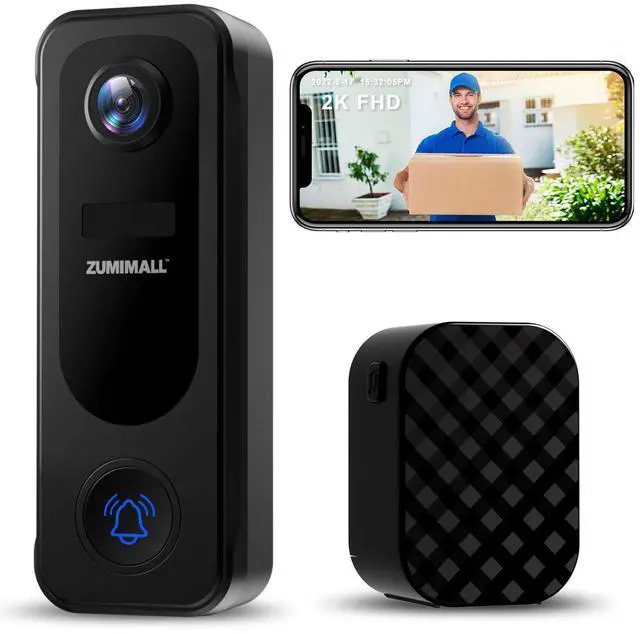 Main image of Doorbell Camera Wireless - 2K Video Doorbell with Chime, 2 Way Audio, Voice Changer, 30s Voice Message, Anti-Theft, AI Detection, Cloud Storage, 2.4GHz WiFi, Battery Powered, Work with Alexa