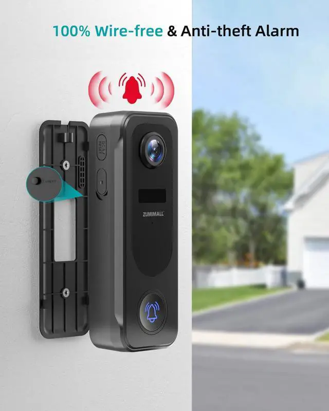 Alt view image 5 of 7 - Doorbell Camera Wireless - 2K Video Doorbell with Chime, 2 Way Audio, Voice Changer, 30s Voice Message, Anti-Theft, AI Detection, Cloud Storage, 2.4GHz WiFi, Battery Powered, Work with Alexa