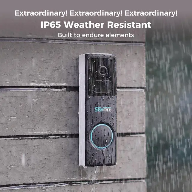 Alt view image 7 of 7 - D2A Alexa Home Surveillance Battery Waterproof Wireless Video Doorbell with Chime,4-Times Charge for 1 year, Audible Alarm Easy to Setup,2.4GHz Wi-Fi,Human Detection,Two Way Audio,MicroSD Slot