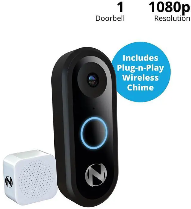 Alt view image 2 of 7 - 1080p Video Doorbell with Mount and Wireless Chime