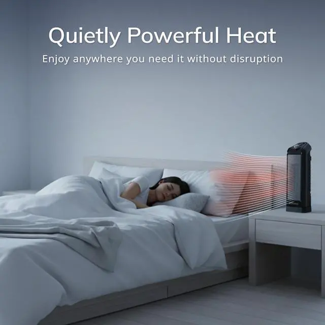 Alt view image 6 of 7 - Oscillating Ceramic Space Heater for Home with Overheat Protection, Thermostat, and 3 Speeds, 15.7 Inches, Black, 1500W, CT16450, Small, 4 Pounds