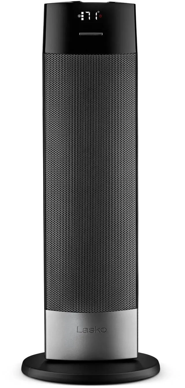Alt view image 7 of 7 - Ellipse Ceramic Tower Heater for Home with Tip-Over Switch, Digital Display, Thermostat, Wide Oscillation, Remote, Timer, For Bedroom, Office, Living Room, Den, 24 Inches, 1500W, Black, CT24950