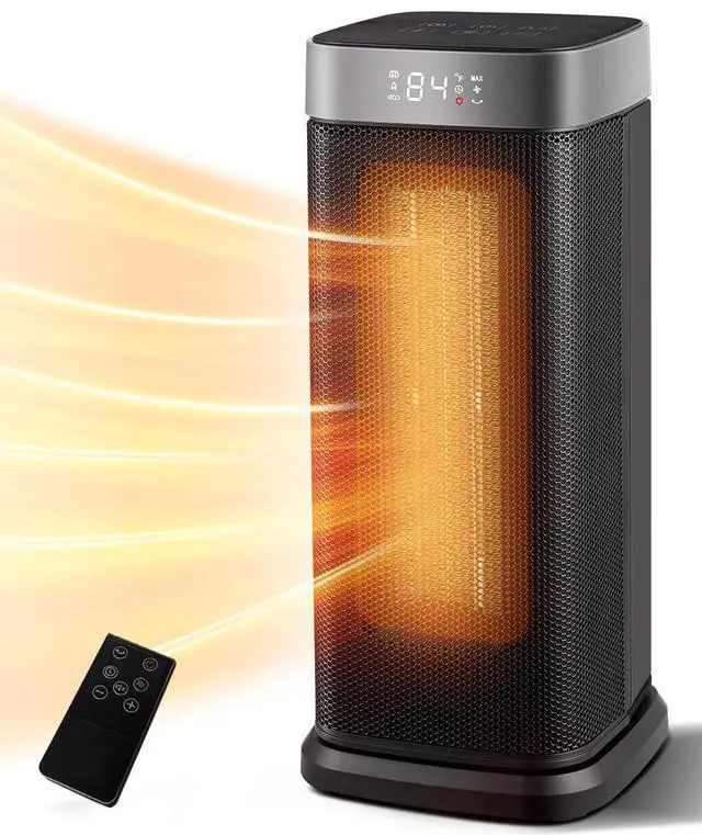 Main image of Space Heater for Indoor Use, 1500W Electric & Portable Ceramic Heaters with 80°Oscillating, Thermostat, 5 Modes, 24Hrs Timer, Room Heater with Remote, Fast Heating Safe for Office Bedroom Use
