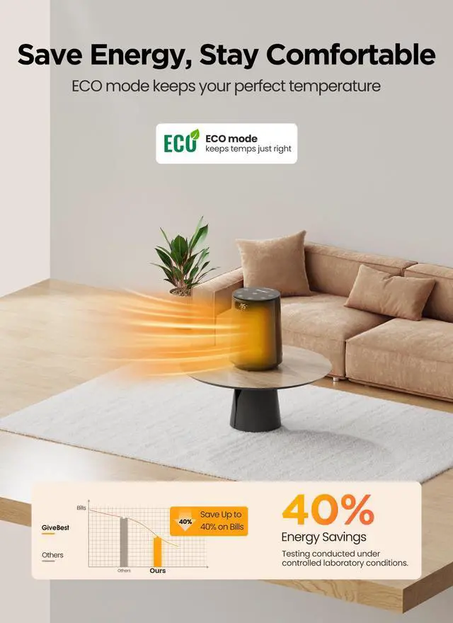 Alt view image 7 of 7 - Space Heater, Electric Portable Heaters for Indoor Use with Thermostat and Remote, 70°Oscillation, Digital Display, 12H Timer, 1500W PTC Ceramic Fast Safety Heat for Office Bedroom Home Desk