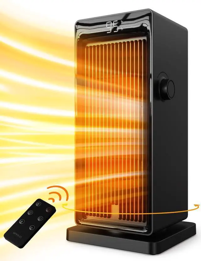 Main image of Space Heater, 1500W Space Heaters for Indoor Use Electric Heater for Bedroom, ECO Thermostat 90° Oscillating 24H Timer, Fast Heating, Remote Control, Safe for Home Office Room