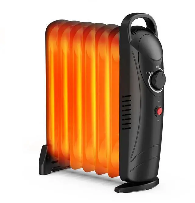 Main image of Oil Heaters for Indoor Use, 700W Radiator Heater, Overheat Protection, Silent Operation, Adjustable Thermostat with 2 Heat Settings, Compact Electric Heater for Bedroom Office Desk, Black