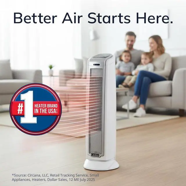 Alt view image 2 of 7 - Oscillating Ceramic Tower Space Heater for Home with Overheat Protection, Timer, 22.5 Inches, Silver, 1500W, 5775