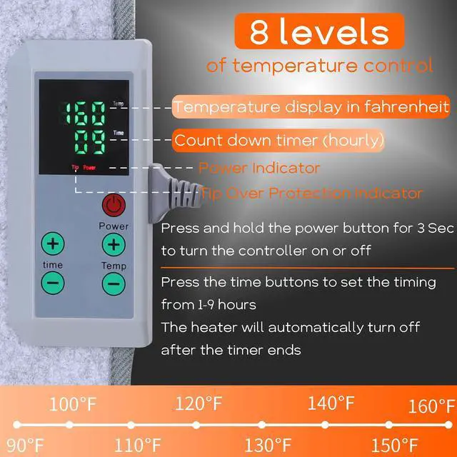 Alt view image 3 of 6 - Portable Space Heater for Office & Home, Foldable, Quiet Floor Foot Warmer Under Desk, Personal Electric Panel Space Heater with Thermostat & Timer, Auto Shut Off