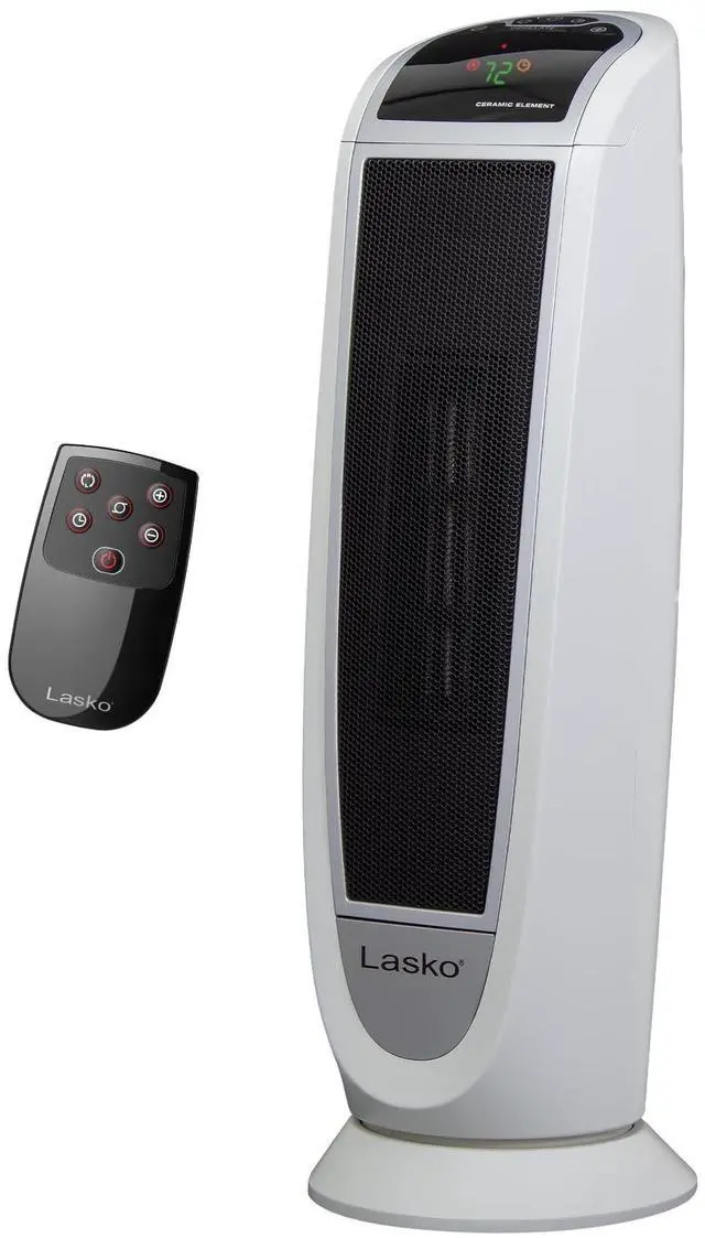 Main image of Oscillating Digital Ceramic Tower Heater for Home with Overheat Protection, Timer and Remote Control, 22.75 Inches, 1500W, White, 5165, Medium
