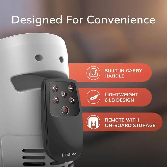 Alt view image 6 of 7 - Oscillating Digital Ceramic Tower Heater for Home with Overheat Protection, Timer and Remote Control, 22.75 Inches, 1500W, White, 5165, Medium