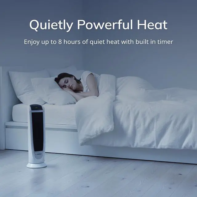 Alt view image 7 of 7 - Oscillating Digital Ceramic Tower Heater for Home with Overheat Protection, Timer and Remote Control, 22.75 Inches, 1500W, White, 5165, Medium