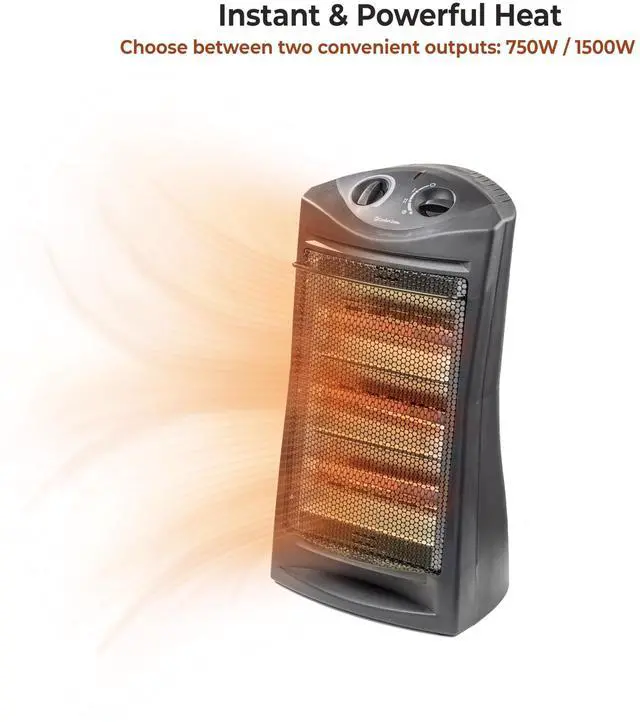 Alt view image 6 of 7 - Comfort Zone Space Heaters for Indoor Use, Portable Electric Heater, Adjustable Thermostat, Infrared Heat, Quartz Tower Space Heater with 2 Heat Settings, Bedroom Heater, Black