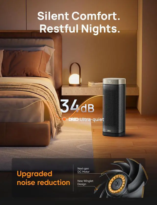 Alt view image 4 of 5 - Space Heaters for Indoor Use Large Room, 70 ° Oscillation, Fast Heating Ceramic Electric with Digital Thermostat, Remote Control, 1-12H Timer, Overheat Protection, Safety Heater for Bedroom