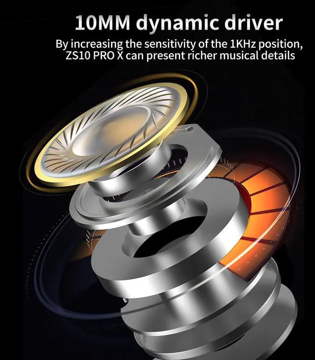 Alt view image 5 of 7 - KZ ZS10 PRO X in Ear Monitor Headphones, Upgrade 4BA+1DD Hybrid Driver IEM Earphones, HiFi Metal Wired Gaming Earbuds, for Singers Bass Player Drummers Guitarist Musicians Dj (with Mic,Black)