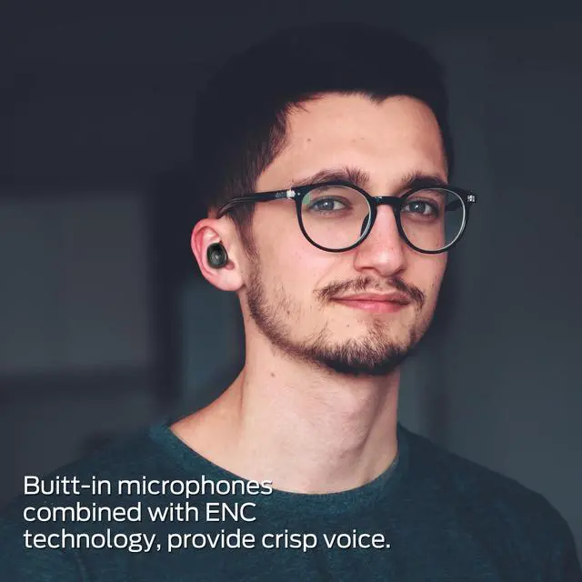 Alt view image 6 of 7 - Achieve 300 AirLinks Wireless Earbuds, Bluetooth 5.3 in-Ear Headphones, Touch Control, Built-in Microphone, USB-C Fast Charging, 32H Playtime, Black