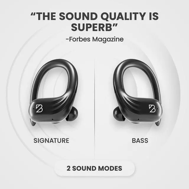 Alt view image 4 of 7 - Runner 60 Wireless Running Earbuds, 80 Hour Long Battery Life Over The Ear with EarHooks, Wrap Around Earphones Wireless Bluetooth Earbuds with Microphone, Earphones in Ear Headphones