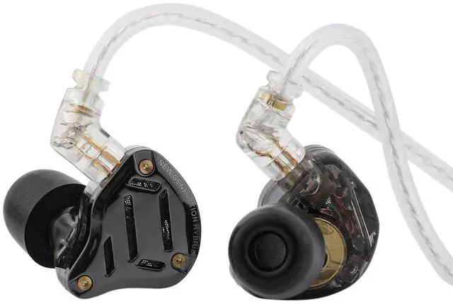 Main image of KZ ZS10 PRO 2 in Ear Monitor IEM, 1DD+4BA Hybrid Wired Earbuds, with 4-Level Tuning Switch, 3-Way Crossover Gaming Earbuds, Silver-Plated IEM Cable for Musician Audiophile (Black, with Mic)