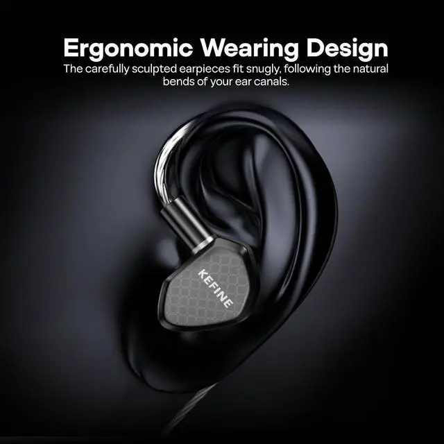 Alt view image 6 of 7 - in Ear Monitor,10mm DLC Diaphragm Dynamic Driver HiFi Earphones,Wired Gaming Earbuds,Replaceable Nozzles,Detachable Silver-Plated Cable for Audiophile (No Mic 3.5mm, Black)