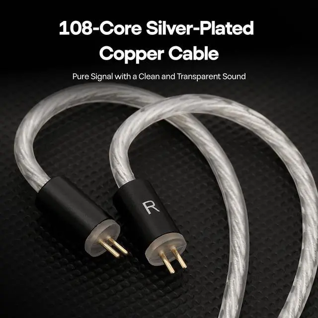 Alt view image 7 of 7 - in Ear Monitor,10mm DLC Diaphragm Dynamic Driver HiFi Earphones,Wired Gaming Earbuds,Replaceable Nozzles,Detachable Silver-Plated Cable for Audiophile (No Mic 3.5mm, Black)