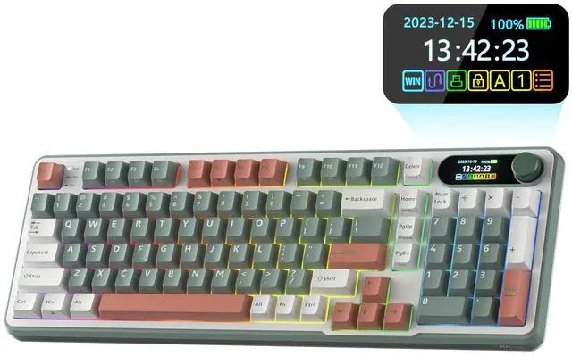 Main image of S98 Mechanical Keyboard w/Smart Display & Knob, Top Mount 96% Wireless Mechanical Keyboard BT/2.4G/USB-C, Hot Swappable, Software Support, Creamy Sounding, 98 Keys