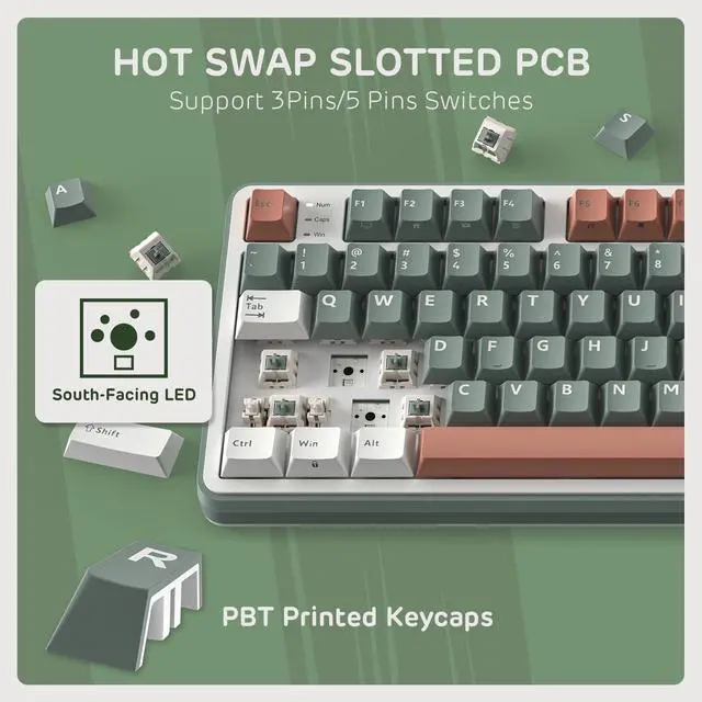 Alt view image 6 of 7 - S98 Mechanical Keyboard w/Smart Display & Knob, Top Mount 96% Wireless Mechanical Keyboard BT/2.4G/USB-C, Hot Swappable, Software Support, Creamy Sounding, 98 Keys