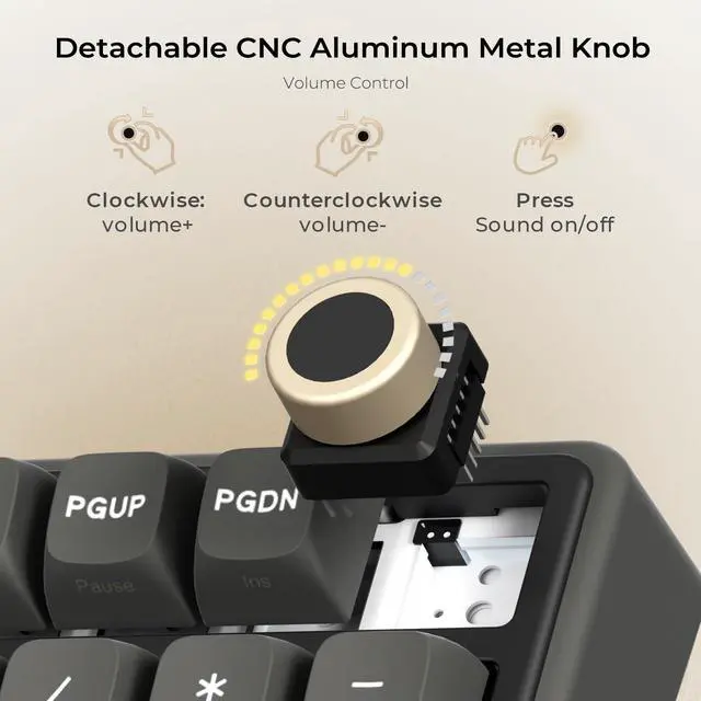 Alt view image 3 of 7 - R98 Pro Wired Mechanical Keyboard, 96% Creamy Gaming Keyboard RGB Backlit with Number Pad and Volume Knob, Gasket Mount, MDA Profile PBT Keycaps, Hot Swappable Pre-lubed Linear Switch