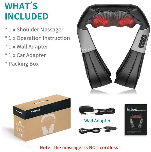 Alt view image 6 of 7 - Shiatsu Neck Massager for Pain Relief Deep Tissue with Heat, 3D Kneading Massage Pillow Back Shoulder Massagerfor Body Muscle, Plug-in Use for Home Office Car, Gifts for Mom Dad Him Her