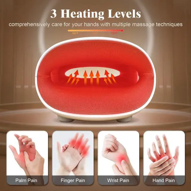 Alt view image 4 of 7 - Hand Massager, 9 Modes 9 Intensities Hand Massage, Cordless Hand Massager for Arthritis and Carpal Tunnel, Gift for Men Women Parents Relaxation at Office,White