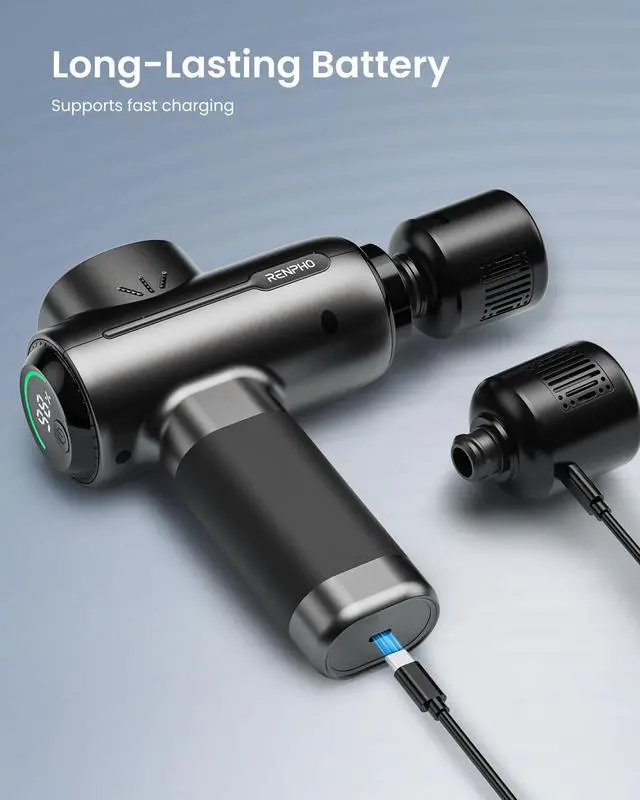 Alt view image 7 of 7 - Active+ Thermacool Massage Gun with Heat & Cold, Fathers Day Dad Gifts, App Control with Video-Guided Courses, Deep Tissue Handheld Massager for Back and Neck, 5 Speeds, 5 Heads, Carry Case