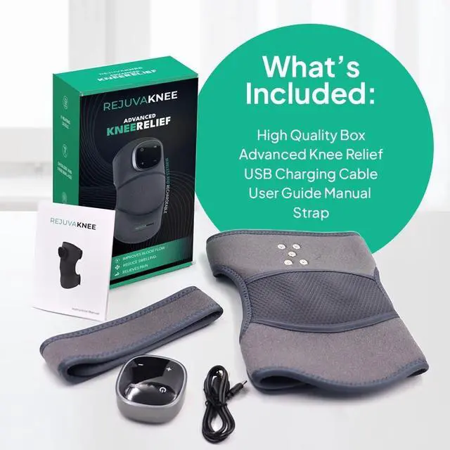 Alt view image 4 of 5 - RejuvaKnee Triple Method Massager - The Official - Relief for Lymphedema & Knee Pain Heat Pad, Vibration & Compression Wrap in One, Knee Brace Massager for Fast, Targeted Recovery