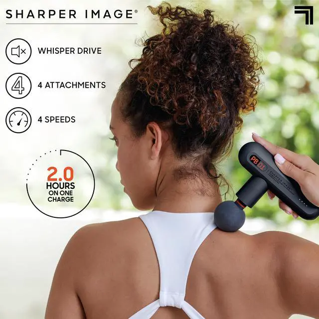 Alt view image 3 of 7 - Percussion Massage Gun, Powerboost Move, Lightweight & Portable, 4 Attachments, 4 Speeds, Full Body Back & Shoulder Massager for Deep Tissue Muscle Recovery, Pain Relief & Soreness