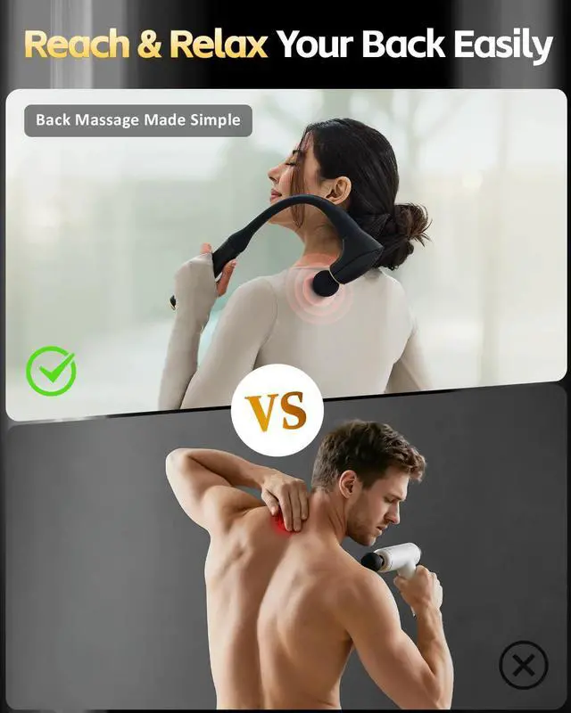 Alt view image 2 of 7 - 2-in-1 Detachable Percussion Massage Gun with Extension Handle, Back Massager for Pain Relief Deep Tissue Muscle Massager for Arm Shoulder Lower Back Thigh Waist, Gifts for Women , FSA-HSA Eligible