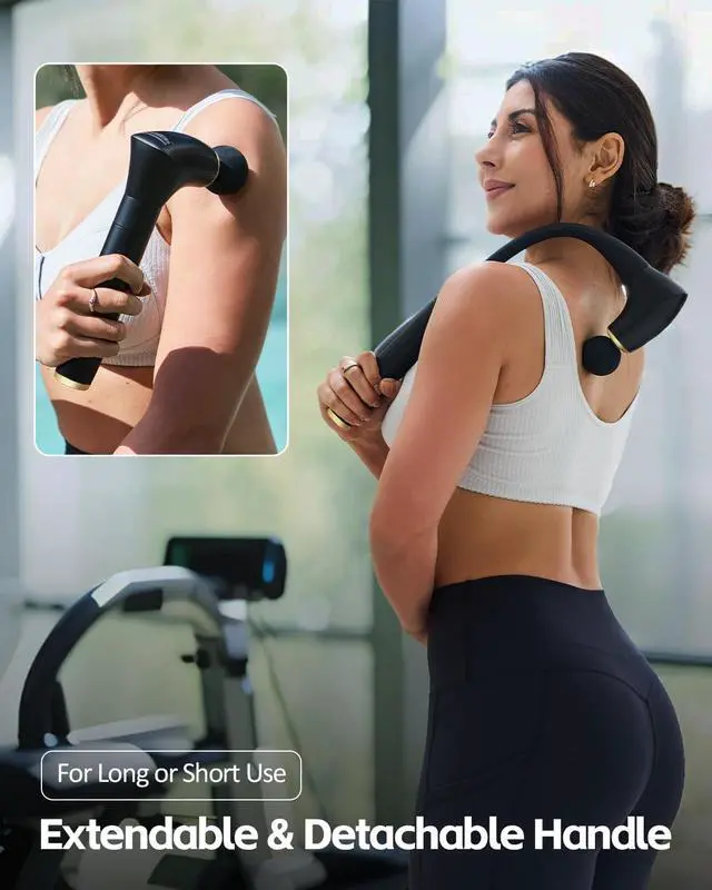 Alt view image 3 of 7 - 2-in-1 Detachable Percussion Massage Gun with Extension Handle, Back Massager for Pain Relief Deep Tissue Muscle Massager for Arm Shoulder Lower Back Thigh Waist, Gifts for Women , FSA-HSA Eligible