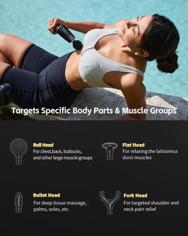 Alt view image 6 of 7 - 2-in-1 Detachable Percussion Massage Gun with Extension Handle, Back Massager for Pain Relief Deep Tissue Muscle Massager for Arm Shoulder Lower Back Thigh Waist, Gifts for Women , FSA-HSA Eligible