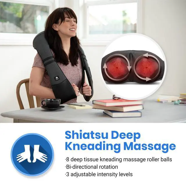 Alt view image 2 of 7 - FSA Eligible Cordless Neck Massager with Heat for Pain Relief Deep Tissue, FSA Wearables, Rechargeable Shiatsu Back Shoulder Massage Tool, Best Gift for Mother, Father, HSA Items