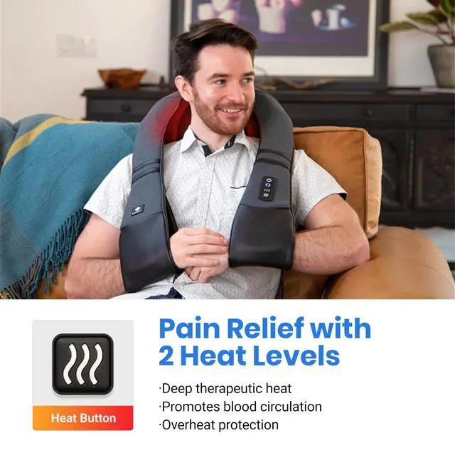 Alt view image 3 of 7 - FSA Eligible Cordless Neck Massager with Heat for Pain Relief Deep Tissue, FSA Wearables, Rechargeable Shiatsu Back Shoulder Massage Tool, Best Gift for Mother, Father, HSA Items