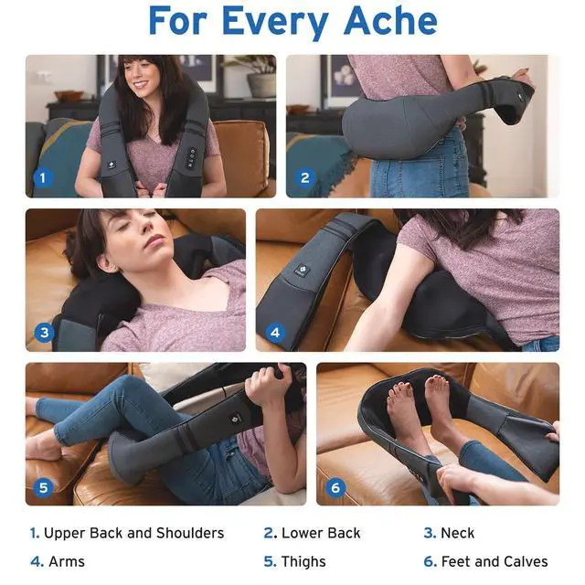 Alt view image 5 of 7 - FSA Eligible Cordless Neck Massager with Heat for Pain Relief Deep Tissue, FSA Wearables, Rechargeable Shiatsu Back Shoulder Massage Tool, Best Gift for Mother, Father, HSA Items