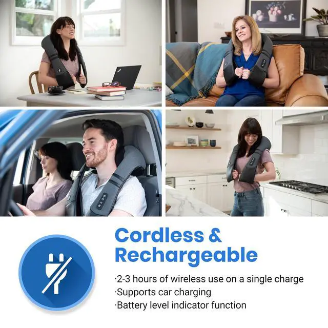 Alt view image 4 of 7 - FSA Eligible Cordless Neck Massager with Heat for Pain Relief Deep Tissue, FSA Wearables, Rechargeable Shiatsu Back Shoulder Massage Tool, Best Gift for Mother, Father, HSA Items
