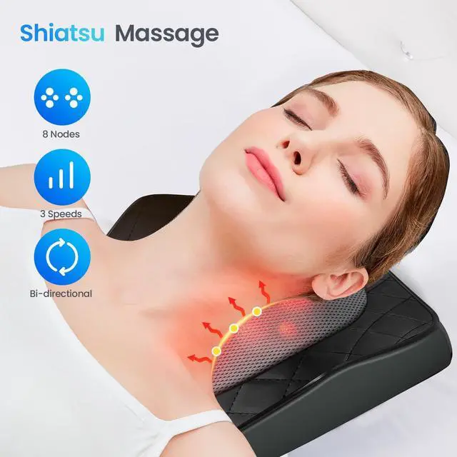 Alt view image 3 of 7 - Back and Neck Massager, FSA Eligible HSA Store Massager for Pain Relief Deep Tissue, Heated Massage with Vibration, Massage Pillow for Neck, Back, Shoulder, Leg, Gifts for Men Women