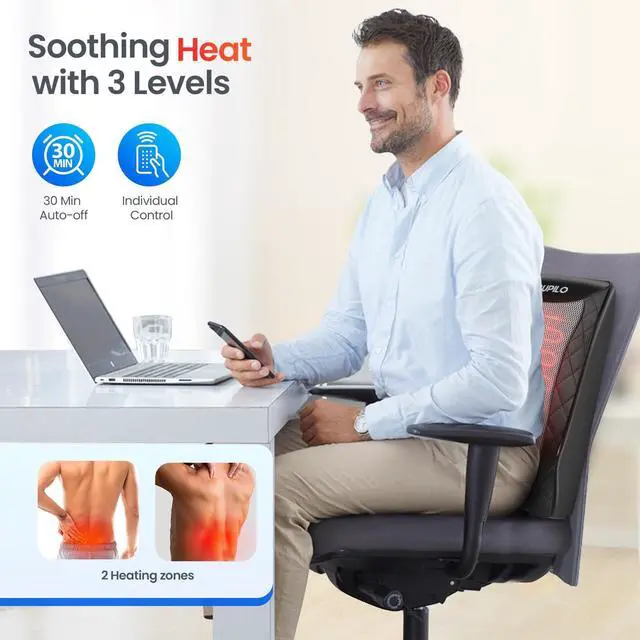 Alt view image 5 of 7 - Back and Neck Massager, FSA Eligible HSA Store Massager for Pain Relief Deep Tissue, Heated Massage with Vibration, Massage Pillow for Neck, Back, Shoulder, Leg, Gifts for Men Women