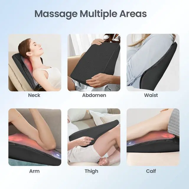 Alt view image 7 of 7 - Back and Neck Massager, FSA Eligible HSA Store Massager for Pain Relief Deep Tissue, Heated Massage with Vibration, Massage Pillow for Neck, Back, Shoulder, Leg, Gifts for Men Women