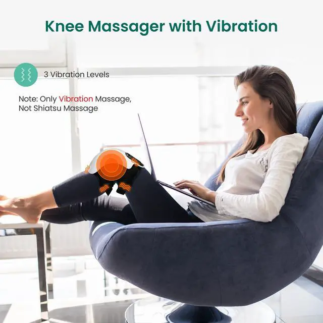 Alt view image 2 of 7 - Cordless Knee Massager with Heat, Red Light & 3 Vibration Modes & 3 Heating Levels, Heating Pad for Knee Pain,Gifts for Men, Women, Heated Knee Wrap