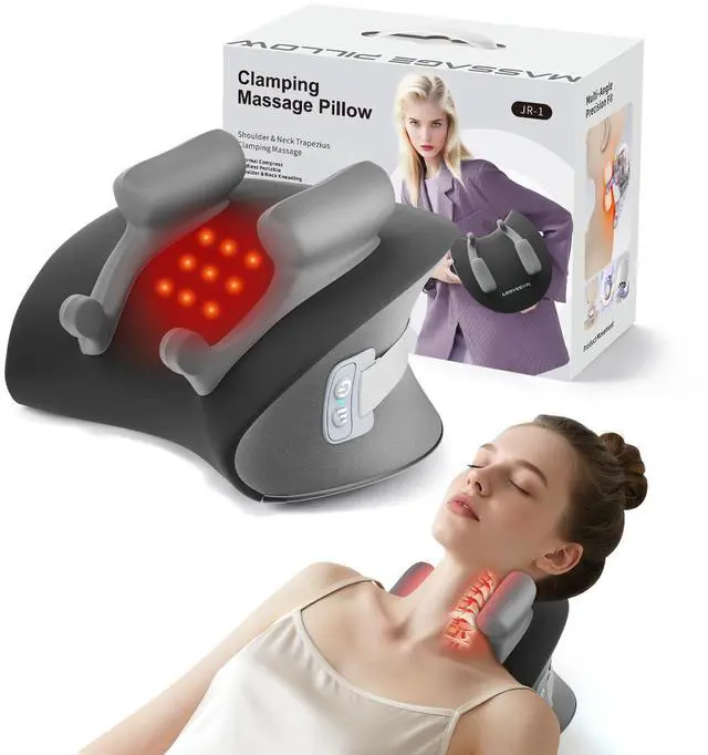Main image of Shiatsu Neck Massager with Heat, Electric Deep Tissue Kneading Massage Pillow with 10-Minute Timer for Full Body Muscle Pain Relief, Cordless Portable Cervical Traction Device (Black)
