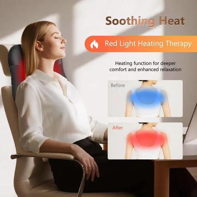 Alt view image 4 of 7 - Shiatsu Back Massager with Heat,Percussion Massage Cordless Back Massage for Pain Relief Deep Tissue.4D Kneading Massage,Gift for Men Women Parents Relaxation at Christmas Office Car,Black