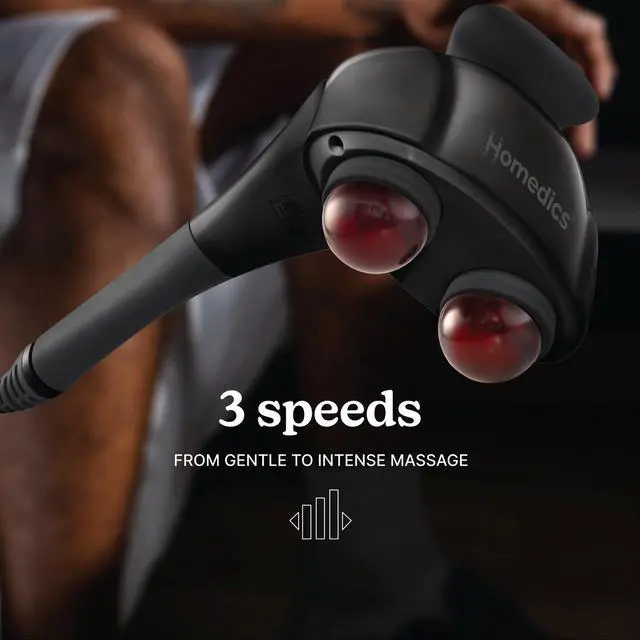 Alt view image 6 of 7 - Handheld Back Massager, Dual Heated Nodes, Neck, and Body Percussion Massager with Interchangeable Nodes to Release Back, Neck, Shoulder Leg and Foot Tension