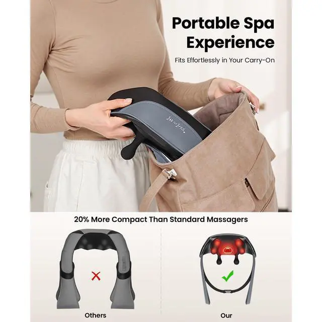 Alt view image 6 of 7 - Shiatsu Neck Massager for Pain Relief Deep Tissue with 4D Kneading, Soothing Heat, FSA Eligible/HSA Eligible, Light Weight Cordless Neck Shoulder Back Massager, Gift for Women Men Mom Dad