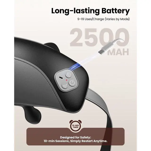 Alt view image 5 of 7 - Shiatsu Neck Massager for Pain Relief Deep Tissue with 4D Kneading, Soothing Heat, FSA Eligible/HSA Eligible, Light Weight Cordless Neck Shoulder Back Massager, Gift for Women Men Mom Dad