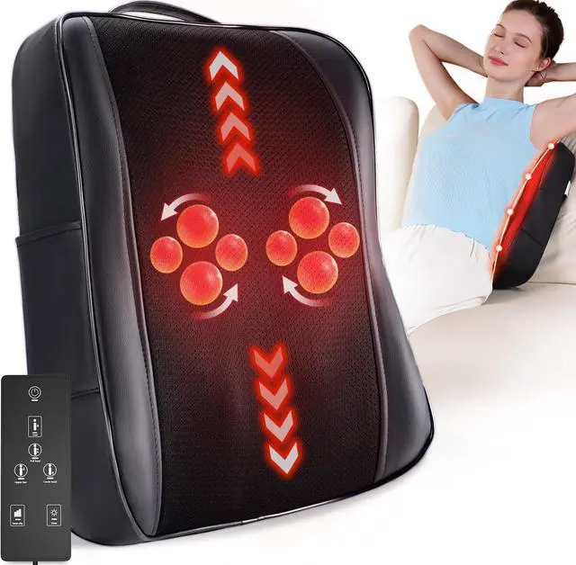 Main image of Back Massager with Heat, Shiatsu 4D Kneading Rolling Up and Down Back Massage for Pain Relief Deep Tissue, Track-Guided Lower Back Massager for Lumbar, Shoulder, Gifts for Women Men Mom Dad