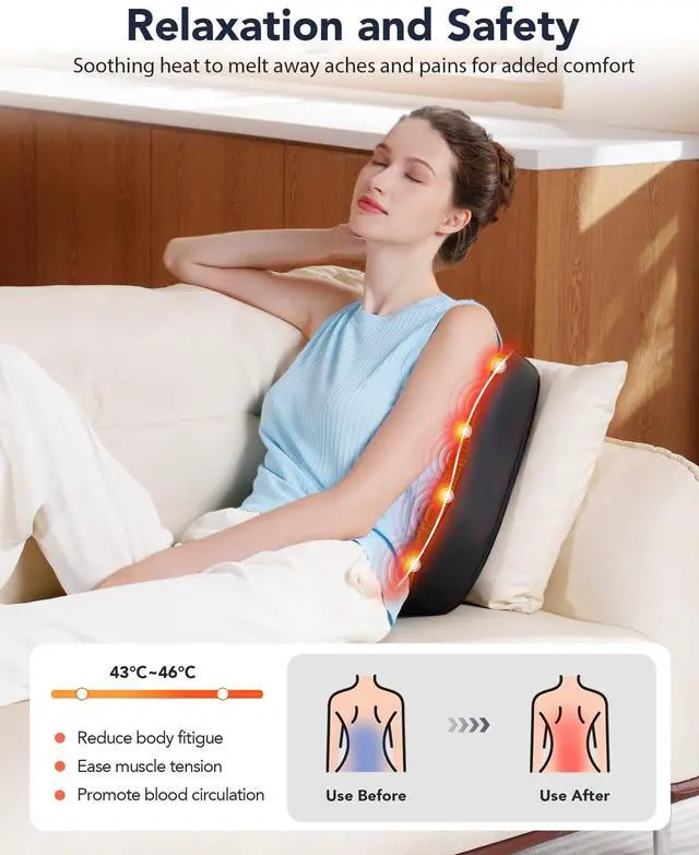 Alt view image 2 of 7 - Back Massager with Heat, Shiatsu 4D Kneading Rolling Up and Down Back Massage for Pain Relief Deep Tissue, Track-Guided Lower Back Massager for Lumbar, Shoulder, Gifts for Women Men Mom Dad