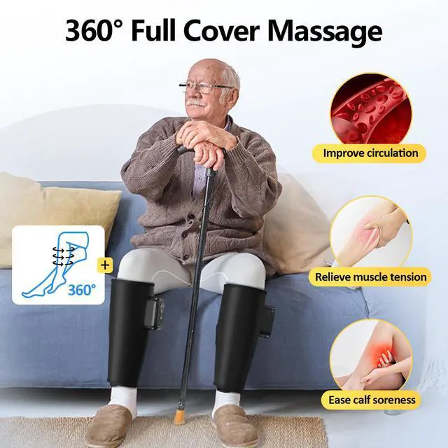 Alt view image 4 of 7 - Cordless Calf Massager for Circulation and Pain Relief, FSA Eligible HSA Portable Leg Massage with Heat and Compression, Birthday Gift for Men Women Seniors, Recovery for RLS, Edema, Muscles